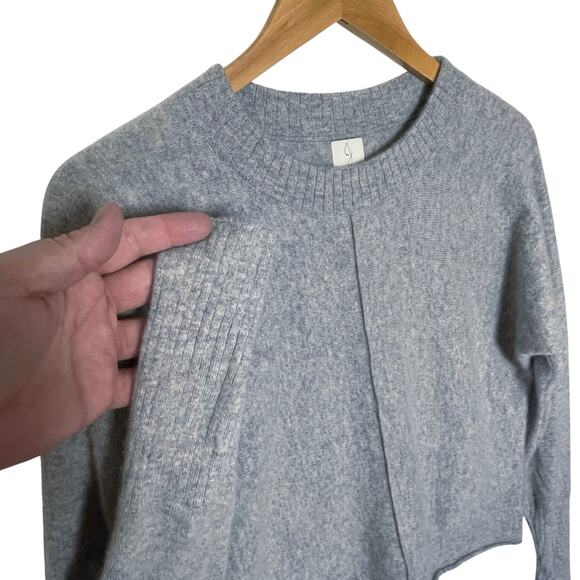 JOIE Women’s 100% 2-ply cashmere gray popover crewneck sweater large - Picture 2 of 4